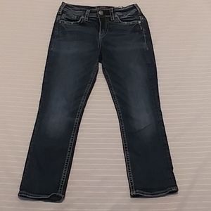 Silver Women High Rise Blue Jeans Capri